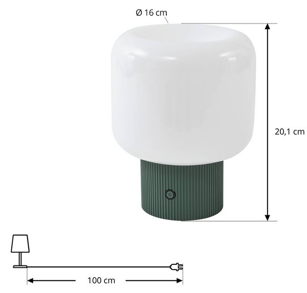 Lampa stołowa LED Katrin Palme Lucande, możliwość ściemniania, zielony, salon / jadalnia, szkło, nowoczesny