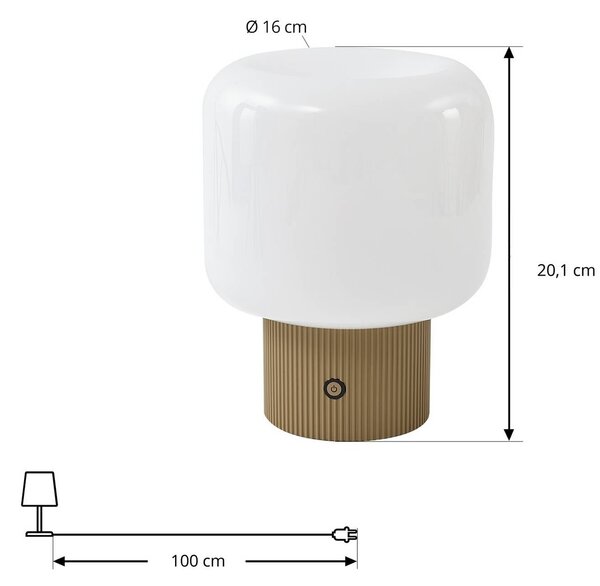 Lampa stołowa LED Katrin Palme Lucande, możliwość ściemniania, kremowy / amber, salon / jadalnia, szkło, nowoczesny