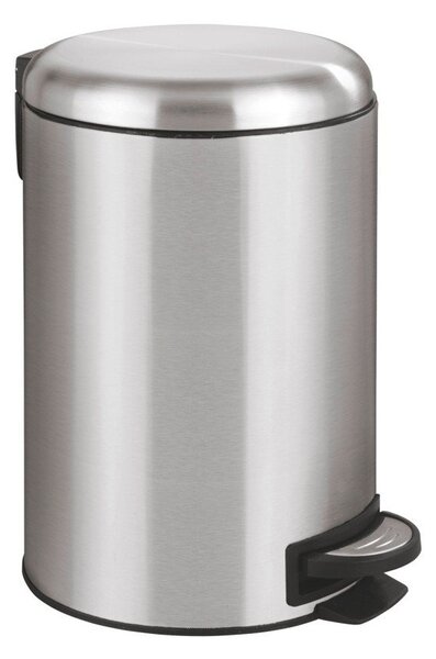Kosz na śmieci z pedałem w srebrnym kolorze Wenko Leman, 12 l