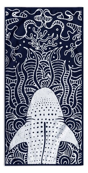 Ciemnoniebieski ręcznik plażowy 90x180 cm Shark – DecoKing