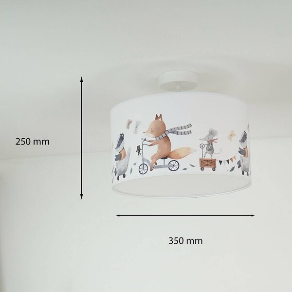 Lampa sufitowa Ferdi Kids Duolla, możliwość ściemniania, biały / opal, pokój dziecięcy, tkanina / materiał / jedwab