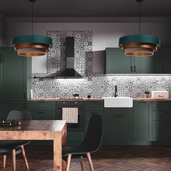 Lampa wisząca Triniti Maco Design, możliwość ściemniania, zielony, salon / jadalnia, tkanina / materiał / jedwab