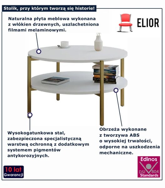 Biały okrągły stolik kawowy P1-W76