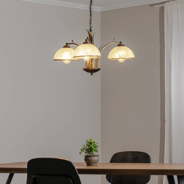 Żyrandol Korfu Luminex, możliwość ściemniania, mosiężny / złoty, salon / jadalnia, metal, antyczny