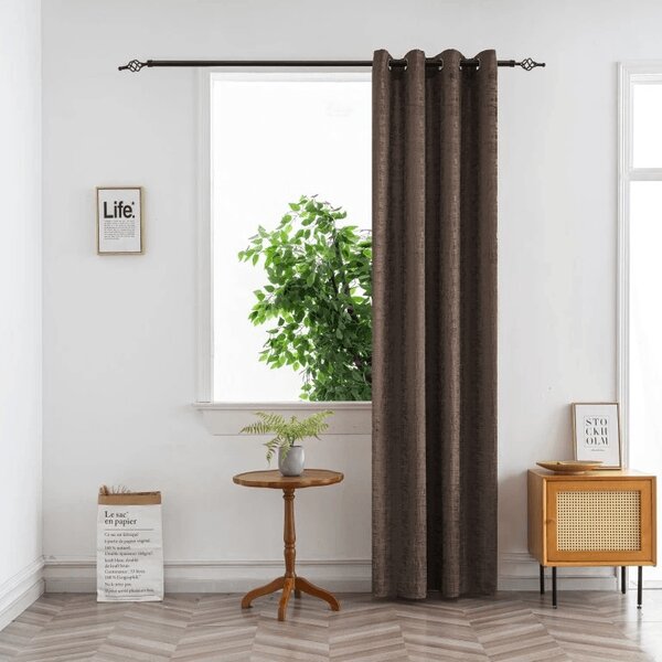 Zaciemniająca zasłona LOOM VELVET 140x250 cm, brązowa Zawieszanie: Metalowe pierścienie