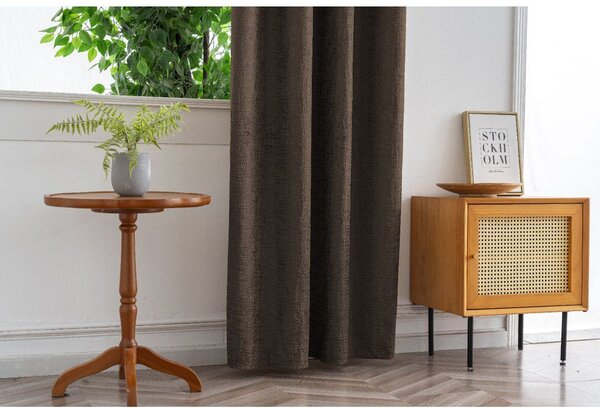 Zaciemniająca zasłona LOOM VELVET 140x250 cm, brązowa Zawieszanie: Metalowe pierścienie