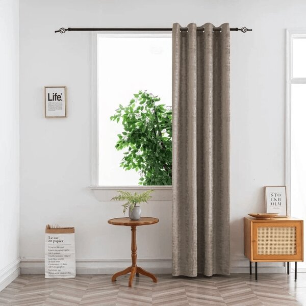 Zasłona zaciemniająca LOOM VELVET 140x250 cm, beżowobrązowa Zawieszanie: Metalowe pierścienie