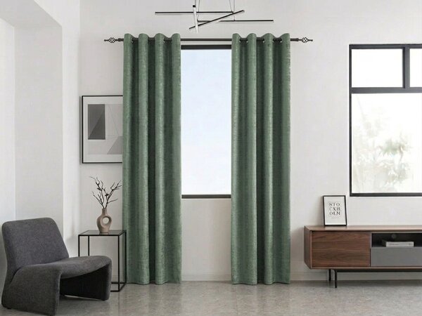 Zaciemniająca zasłona LOOM VELVET 140x250 cm, zielona Zawieszanie: Metalowe pierścienie