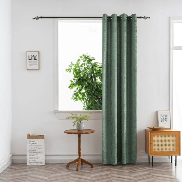 Zaciemniająca zasłona LOOM VELVET 140x250 cm, zielona Zawieszanie: Metalowe pierścienie