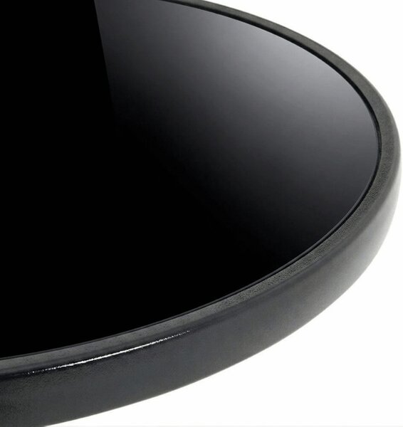 Okrągły stół ogrodowy z szklanym blatem ISLAND BLACK 60 cm, czarny