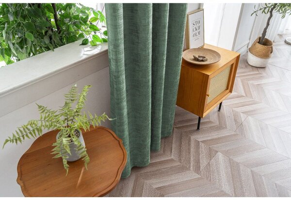 Zaciemniająca zasłona LOOM VELVET 140x250 cm, zielona Zawieszanie: Metalowe pierścienie