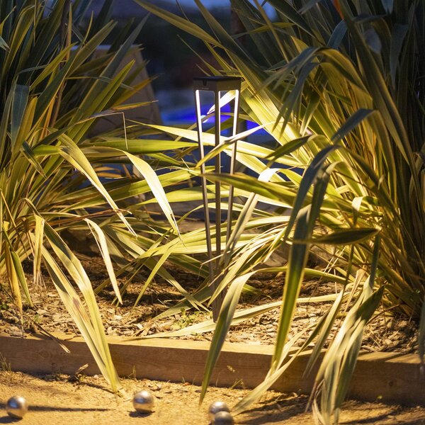 Les Jardins Latarka solarna LED Tinka, szara, 90 cm, szpikulec do ziemi możliwość ściemniania, aluminiowy / szary / cynkowy, aluminium