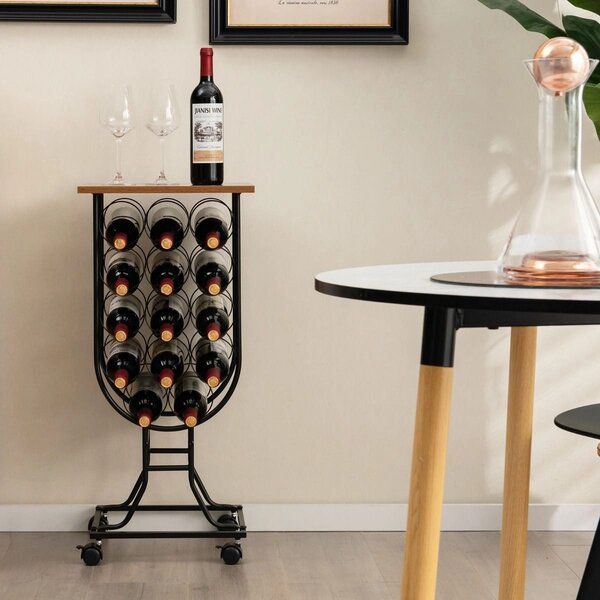 Stojak na wino z odłączanymi kółkami