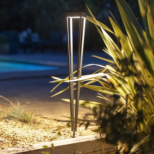 Les Jardins Latarka solarna LED Tinka, szara, 90 cm, szpikulec do ziemi możliwość ściemniania, aluminiowy / szary / cynkowy, aluminium