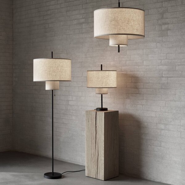 New Works Lampa stołowa Margin, kremowy / amber, salon / jadalnia, tkanina / materiał / jedwab, design