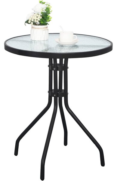 Okrągły stół ogrodowy ze szklanym blatem ISLAND 60 cm, czarny