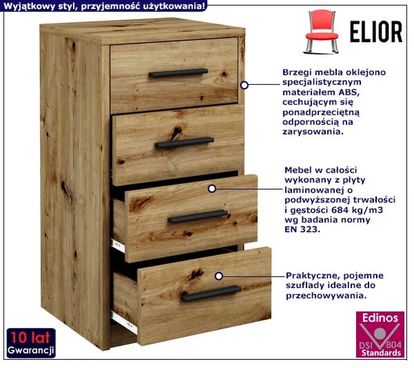 Wąska Komoda Z Szufladami Dąb Artisan P3-G68