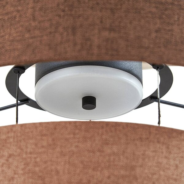 Lampa wisząca Peldano Lucande, możliwość ściemniania, brązowy / rdzawy, salon / jadalnia, tkanina / materiał / jedwab, nowoczesny