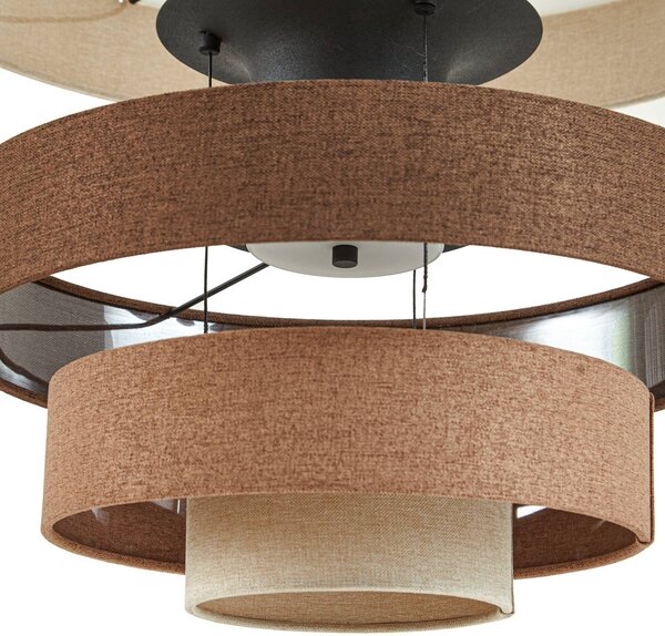 Lampa wisząca Peldano Lucande, możliwość ściemniania, brązowy / rdzawy, salon / jadalnia, tkanina / materiał / jedwab, nowoczesny