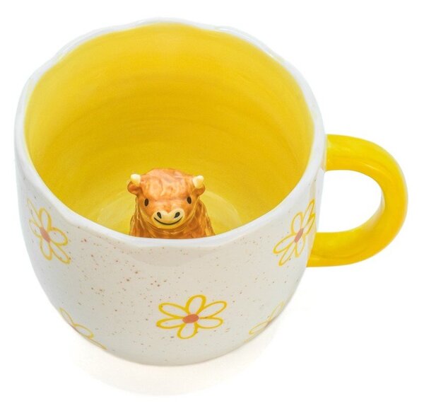Żółto-kremowy porcelanowy kubek 350 ml Surprise Highland Cow – Sass & Belle
