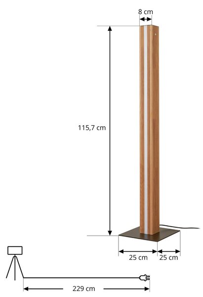 Lampa stojąca Lieske Lucande, możliwość ściemniania, jasne drewno, salon / jadalnia, drewno, nowoczesny