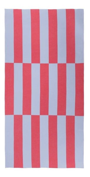 Czerwony/jasnoniebieski bawełniany ręcznik plażowy 100x160 cm Su – noo.ma