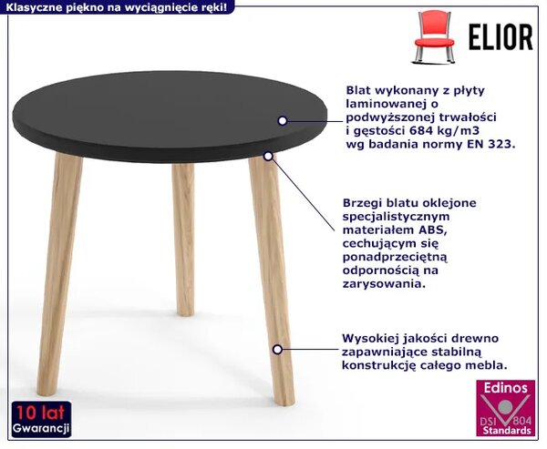 Minimalistyczny stolik kawowy czarny blat L2-C01