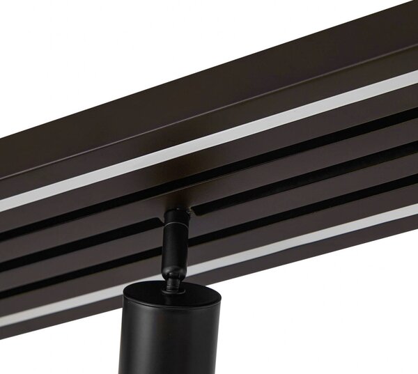 Lucande Reflektor sufitowy LED Tiron, 5-punktowy, 100 cm, dąb Tiron Lucande, możliwość ściemniania, ciemne drewno, salon / jadalnia, drewno, nowoczesny