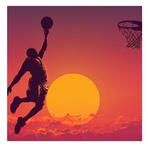 Obraz slam dunk o zachodzie