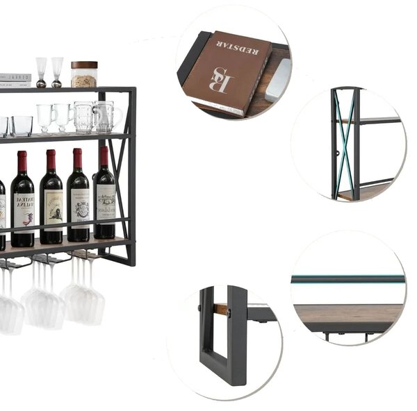 3-poziomowy ścienny stojak na wino
