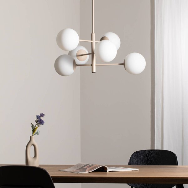 Lampa wisząca szklana Aurora Domiluce, możliwość ściemniania, kremowy / amber, salon / jadalnia, szkło