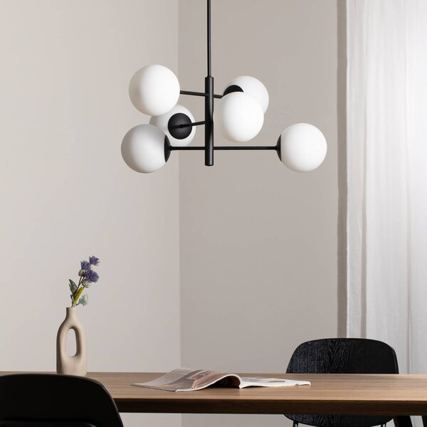Lampa wisząca szklana Aurora Domiluce, możliwość ściemniania, czarny, salon / jadalnia, szkło