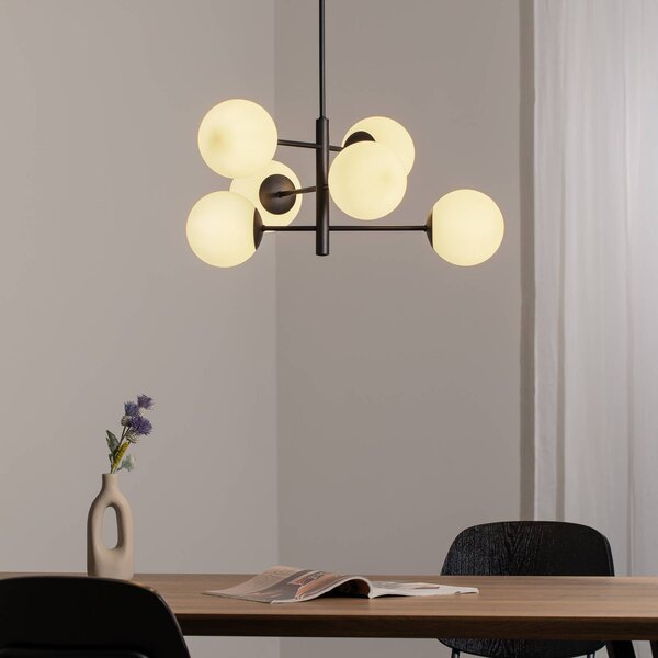 Lampa wisząca szklana Aurora Domiluce, możliwość ściemniania, czarny, salon / jadalnia, szkło