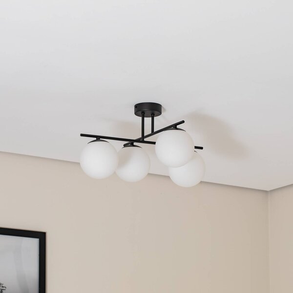 Lampa sufitowa Aurora Domiluce, możliwość ściemniania, czarny, salon / jadalnia, szkło