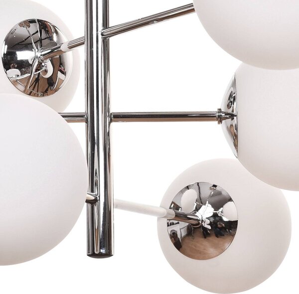 Lampa wisząca szklana Aurora Domiluce, możliwość ściemniania, chromowy / srebrny, salon / jadalnia, szkło