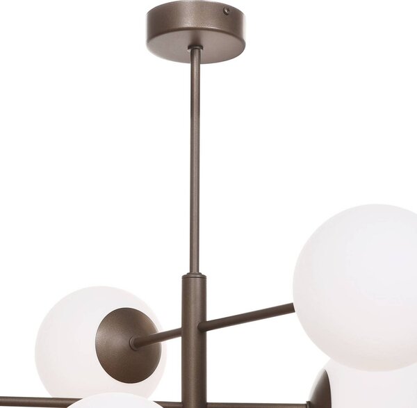 Lampa wisząca szklana Aurora Domiluce, możliwość ściemniania, brązowy / rdzawy, salon / jadalnia, szkło