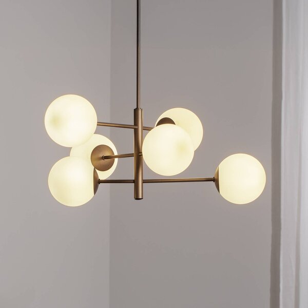 Lampa wisząca szklana Aurora Domiluce, możliwość ściemniania, brązowy / rdzawy, salon / jadalnia, szkło