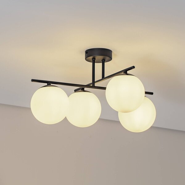 Lampa sufitowa Aurora Domiluce, możliwość ściemniania, czarny, salon / jadalnia, szkło