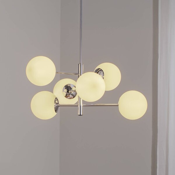 Lampa wisząca szklana Aurora Domiluce, możliwość ściemniania, chromowy / srebrny, salon / jadalnia, szkło