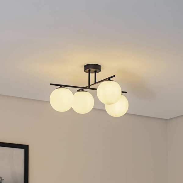Lampa sufitowa Aurora Domiluce, możliwość ściemniania, czarny, salon / jadalnia, szkło