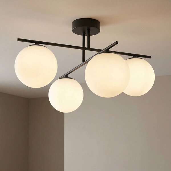 Lampa sufitowa Aurora Domiluce, możliwość ściemniania, czarny, salon / jadalnia, szkło