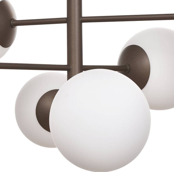 Lampa wisząca szklana Aurora Domiluce, możliwość ściemniania, brązowy / rdzawy, salon / jadalnia, szkło
