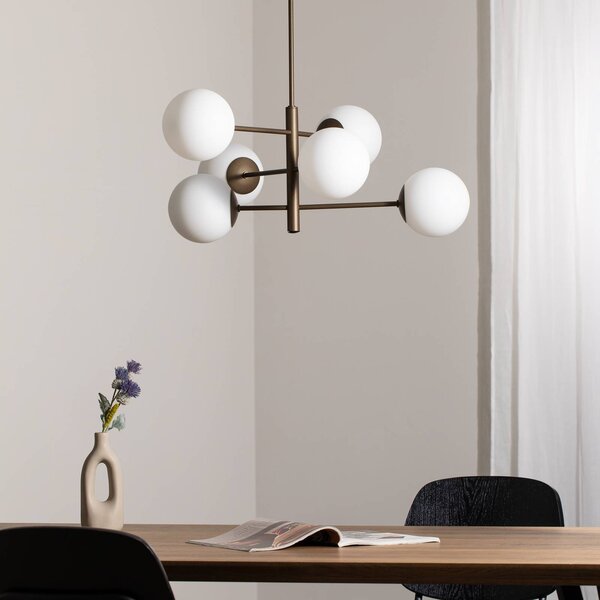 Lampa wisząca szklana Aurora Domiluce, możliwość ściemniania, brązowy / rdzawy, salon / jadalnia, szkło