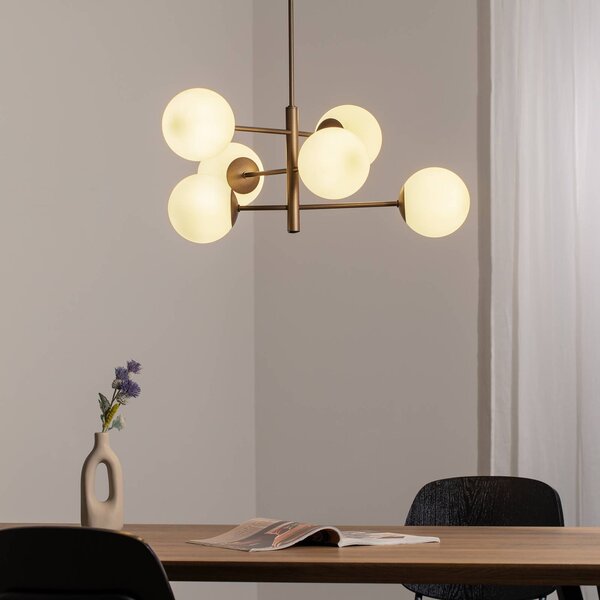 Lampa wisząca szklana Aurora Domiluce, możliwość ściemniania, brązowy / rdzawy, salon / jadalnia, szkło