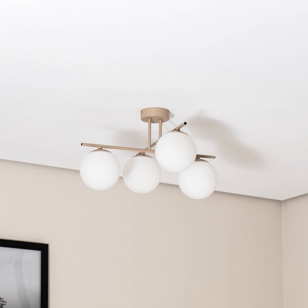 Lampa sufitowa Aurora Domiluce, możliwość ściemniania, kremowy / amber, salon / jadalnia, szkło
