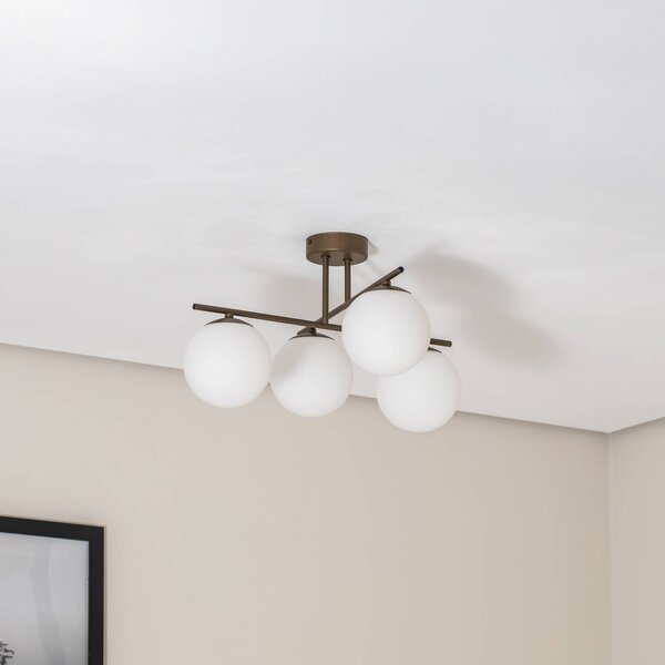 Lampa sufitowa Aurora Domiluce, możliwość ściemniania, brązowy / rdzawy, salon / jadalnia, szkło
