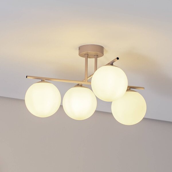 Lampa sufitowa Aurora Domiluce, możliwość ściemniania, kremowy / amber, salon / jadalnia, szkło