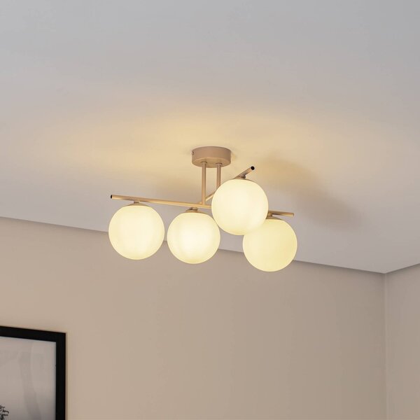 Lampa sufitowa Aurora Domiluce, możliwość ściemniania, kremowy / amber, salon / jadalnia, szkło