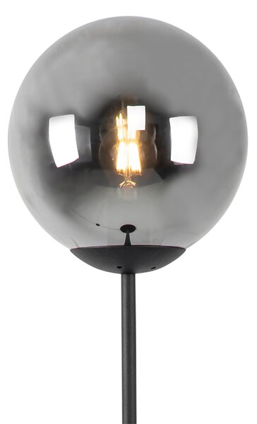 Lampa podłogowa art deco czarna przydymione szkło - Pallon Oswietlenie wewnetrzne