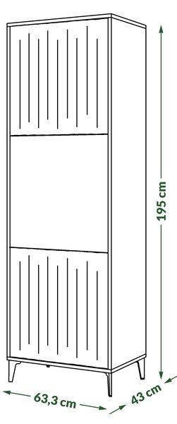 Szafka wysoka RIMINI SZ-63 Beż Taupe/Czarny Mat - NOWOCZESNA SZAFKA/SŁUPEK Z PÓŁKAMI I RYFLOWANYMI FRONTAMI